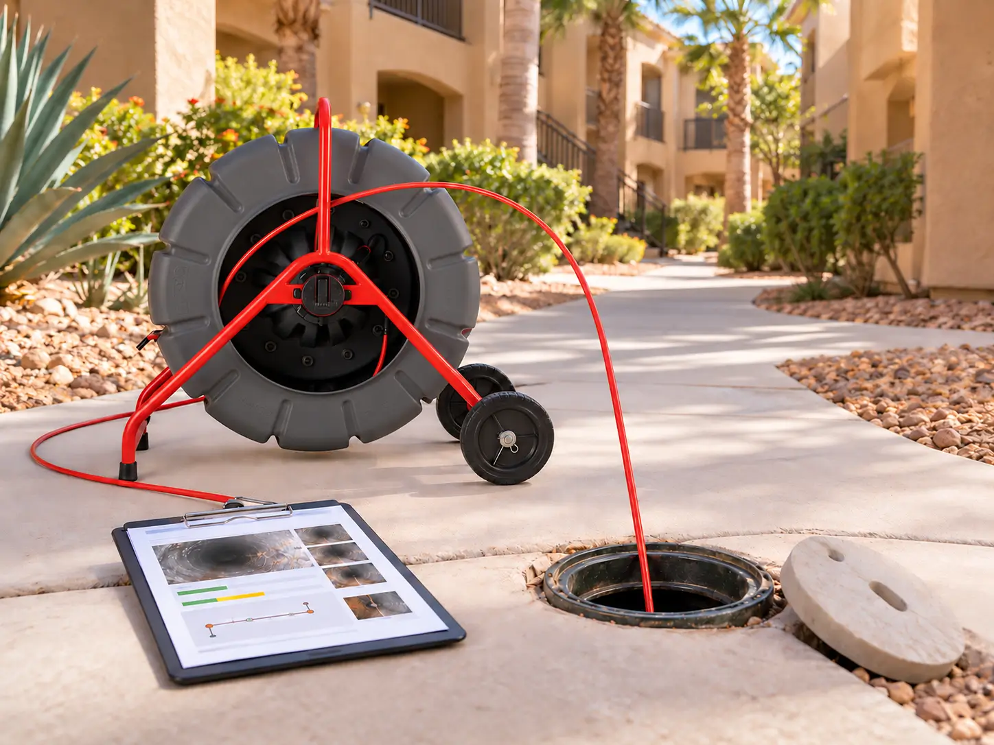 Documenting visible sewer conditions for a managed Las Vegas property