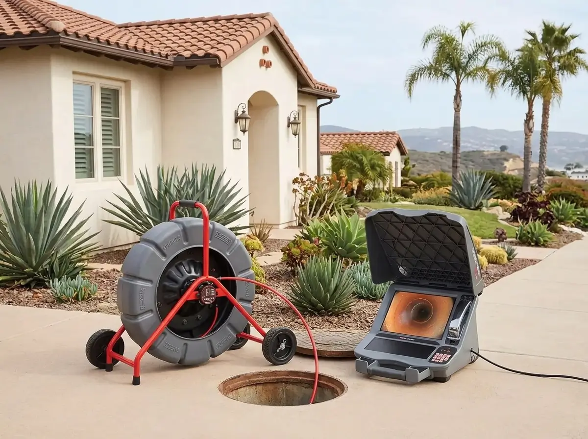 Sewer camera inspection equipment at a San Diego residential property