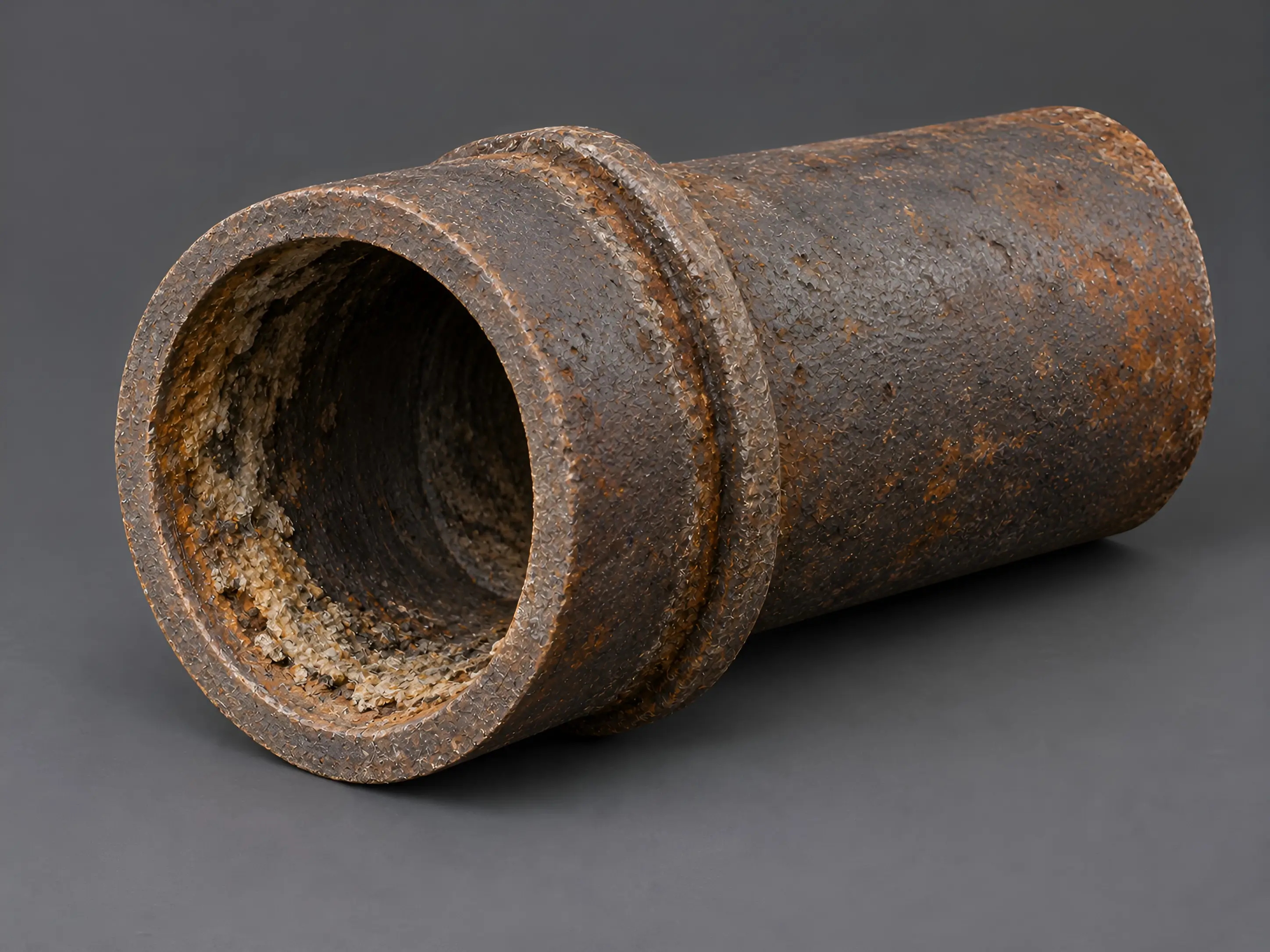 Section of an aged cast-iron sewer pipe