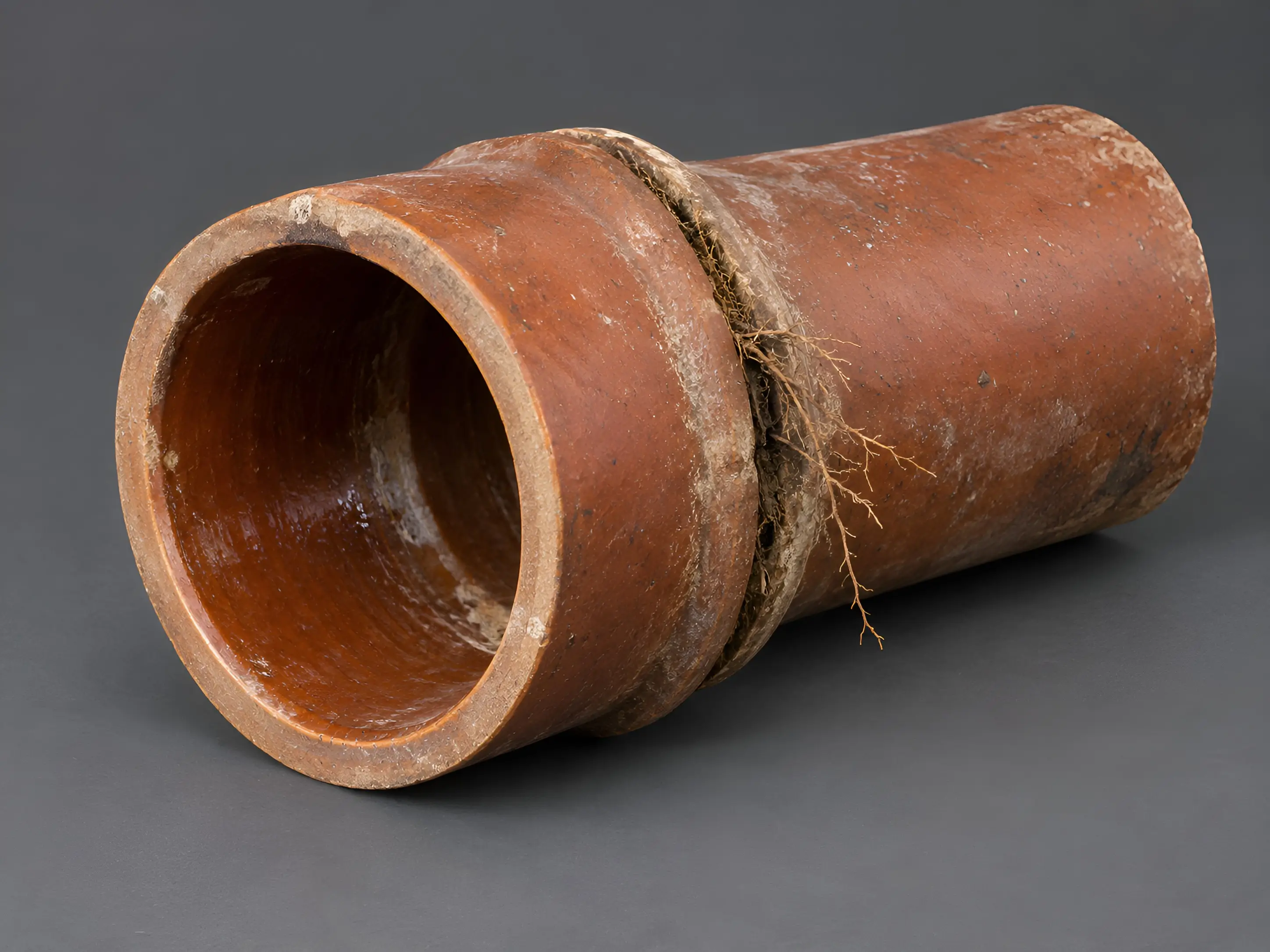 Section of an older vitrified clay sewer pipe