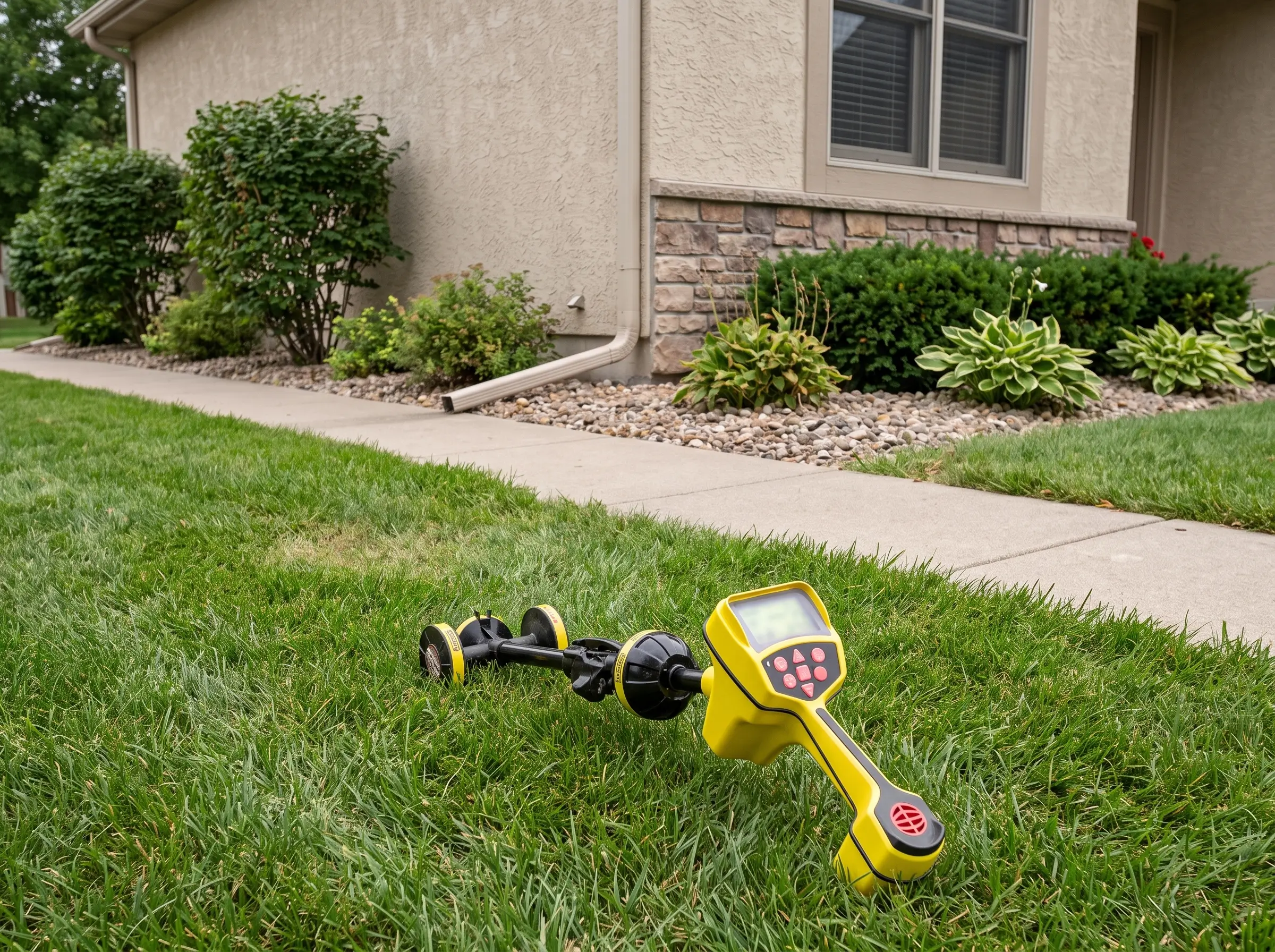 RIDGID SeekTech SR-20 locator used to estimate a sewer line route at a residential property